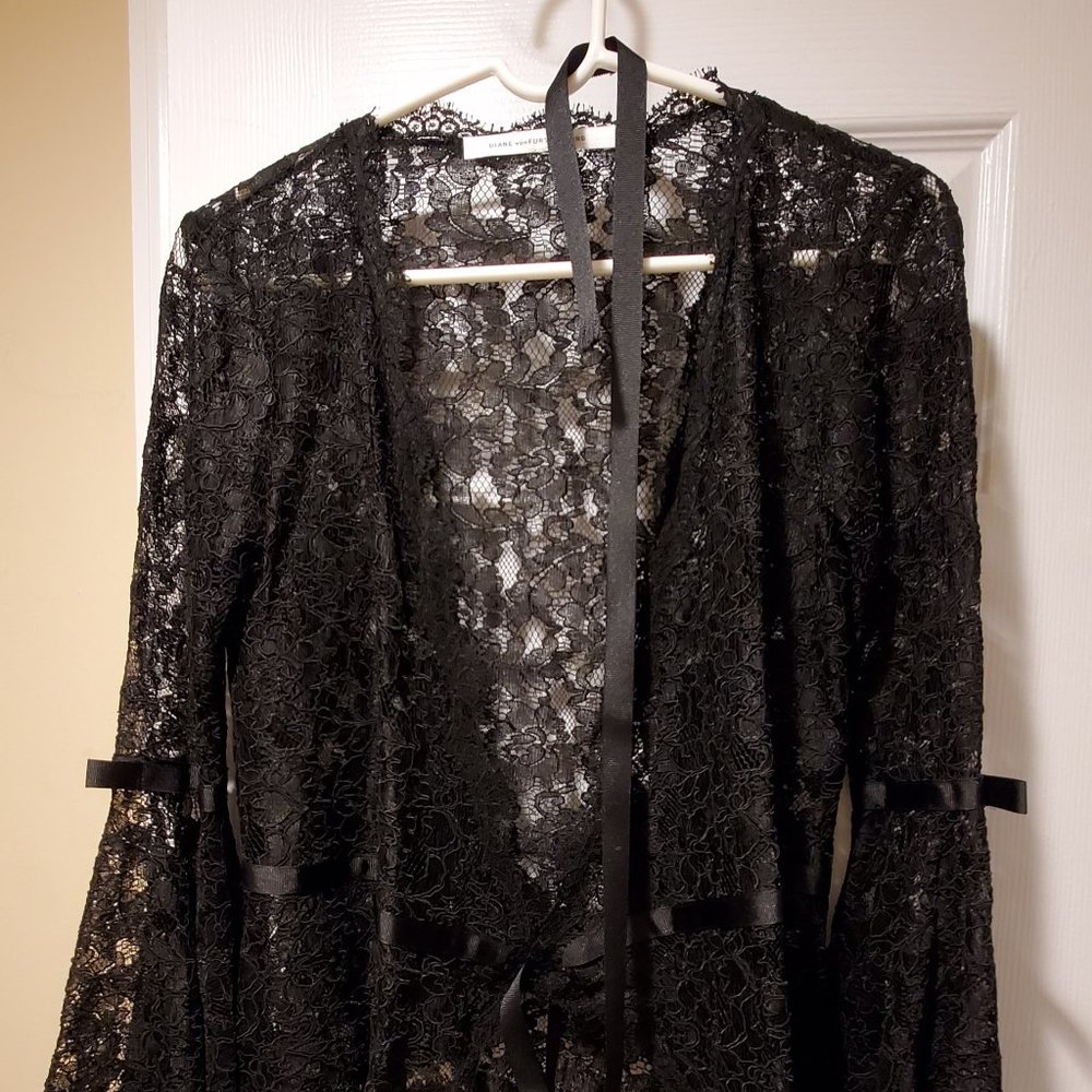 Diane Von Furstenberg Black Lace Blouse